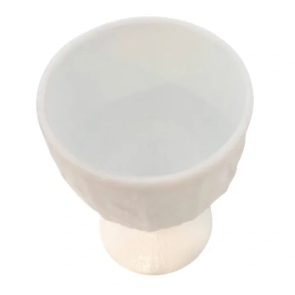VINTAGE 1975 FTD MILK GLASS GOBLET / PEDESTAL PLANTER OAK LEAF EMBOSSED - Picture 5 of 5